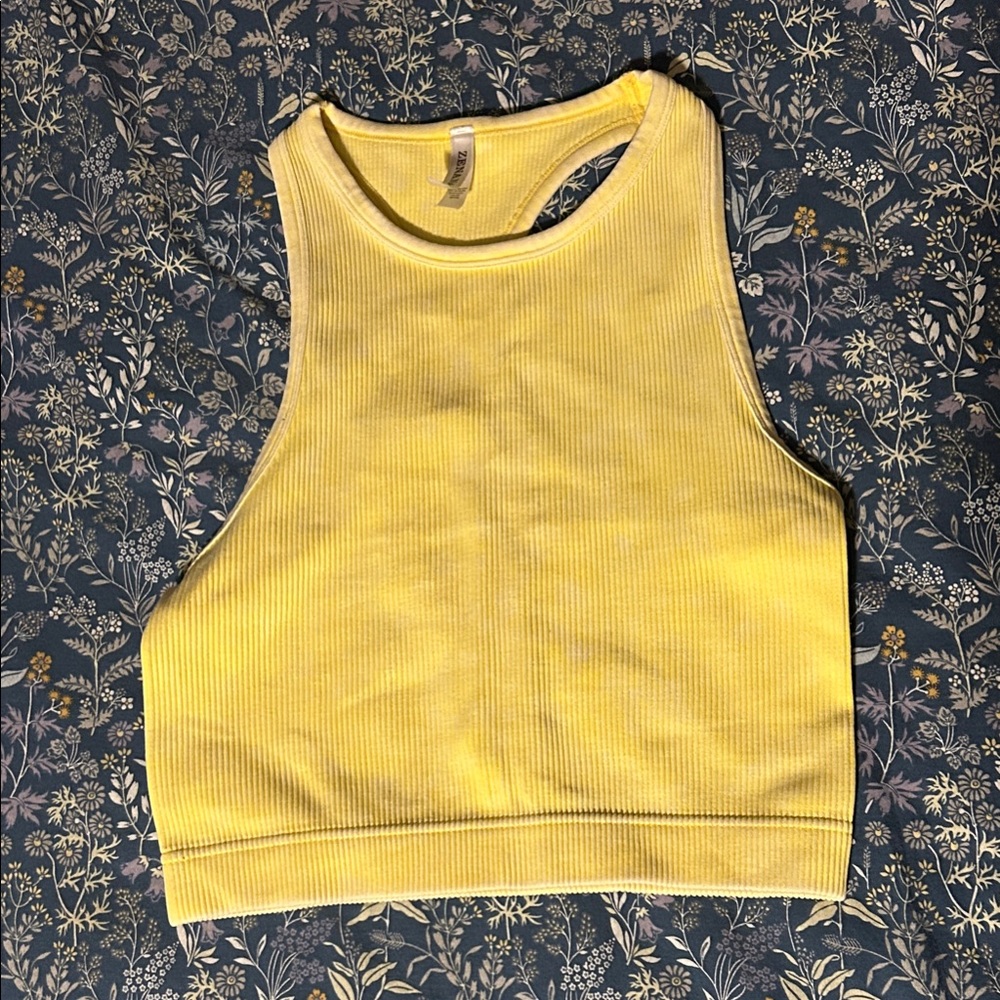 Yellow Ribbed Women's Top
